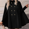 Noir cape coat - elegante damen doppeltknopf mantel