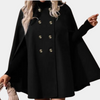 Noir cape coat - elegante damen doppeltknopf mantel