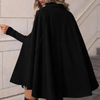 Noir cape coat - elegante damen doppeltknopf mantel