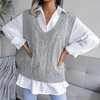 Gestrickter vest - elegante damen v-ausschnitt sweater-weste