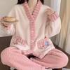 3-teilige loungewear-kombination - kuscheliger cardigan und pyjama