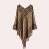 Boho-inspirierte poncho - modischer damen strick-wrap