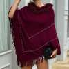 Damen rote strick-poncho – elegant mit feinen details