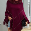 Damen rote strick-poncho – elegant mit feinen details