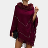 Damen rote strick-poncho – elegant mit feinen details