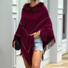 Damen rote strick-poncho – elegant mit feinen details