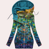 Floral zip-hoodie - trendiger damen langarm-sweatshirt