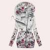 Floral zip-hoodie - trendiger damen langarm-sweatshirt