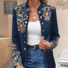 Blauer blazer mit floralem stickdesign - elegante damenjacke