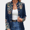 Blauer blazer mit floralem stickdesign - elegante damenjacke