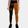 Halloween leggings - stylische schwarze und orange damenleggings mit kürbissen