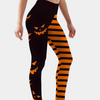 Halloween leggings - stylische schwarze und orange damenleggings mit kürbissen