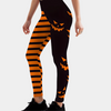 Halloween leggings - stylische schwarze und orange damenleggings mit kürbissen