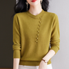 Eleganter strickpullover für frauen – lässiger damen pullover mit knopfdetails