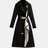 Damen trenchcoat - eleganter, taillierter langer mantel mit stylischem schal