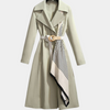 Damen trenchcoat - eleganter, taillierter langer mantel mit stylischem schal