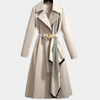 Damen trenchcoat - eleganter, taillierter langer mantel mit stylischem schal