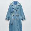 Denim trenchcoat - klassisch blauer damen langmantel