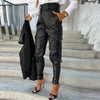 Faux-leder cargohose - stilvolle schwarze damenhose