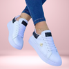 Dame glitzer sneaker - stylische weisse turnschuhe mit glitzer-details