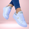 Dame glitzer sneaker - stylische weisse turnschuhe mit glitzer-details