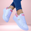 Dame glitzer sneaker - stylische weisse turnschuhe mit glitzer-details