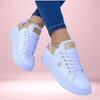 Dame glitzer sneaker - stylische weisse turnschuhe mit glitzer-details