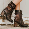 Damen stiefeletten - stilvolles leder mit schnallen-details