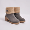 Schaffell-Ankle Boots – Damenstiefel mit warmer Innenfütterig und Holzlook-Absatz