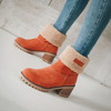 Schaffell-Ankle Boots – Damenstiefel mit warmer Innenfütterig und Holzlook-Absatz