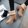 Schaffell-Ankle Boots – Damenstiefel mit warmer Innenfütterig und Holzlook-Absatz