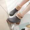 Schaffell-Ankle Boots – Damenstiefel mit warmer Innenfütterig und Holzlook-Absatz