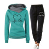 2-teiliger jogginganzug - damen hoodie mit herzfrequenz-druck und jogginghosen