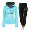 2-teiliger jogginganzug - damen hoodie mit herzfrequenz-druck und jogginghosen