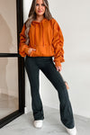 Oversized Hoodie - weicher Baumwoll-Damenpullover mit Kapuze und Taschen in Orange