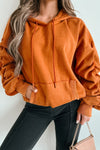 Oversized Hoodie - weicher Baumwoll-Damenpullover mit Kapuze und Taschen in Orange