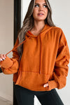 Oversized Hoodie - weicher Baumwoll-Damenpullover mit Kapuze und Taschen in Orange