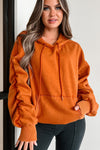 Oversized Hoodie - weicher Baumwoll-Damenpullover mit Kapuze und Taschen in Orange