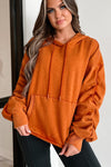 Oversized Hoodie - weicher Baumwoll-Damenpullover mit Kapuze und Taschen in Orange