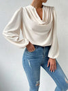 Damen bluse mit cowl-neck - elegante langarm-top