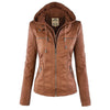 Dame lederjacke mit kapuze - schicke zip-up oberbekleidung