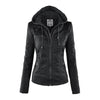 Dame lederjacke mit kapuze - schicke zip-up oberbekleidung