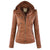 Dame lederjacke mit kapuze - schicke zip-up oberbekleidung