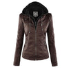 Dame lederjacke mit kapuze - schicke zip-up oberbekleidung