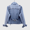 Denimjacke - trendy blaue damen-cropped bikerjacke