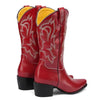 Rote und schwarze cowboy-stiefeletten mit blumenstickerei für damen – knöchelhohe stiefel