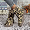 Leopardenmuster boots - schicke braune damen stiefeletten