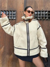 Oversized Teddyjacke für Damen - warme und kuschelige beige Winterjacke mit weichem Futter