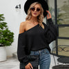 Off-shoulder gebreide trui dames - wit of zwart, elegante en casual stijl - Bakkermode.nl