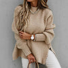 Strickpulli – weicher beige Damenpulli mit hohem Krage und oversized Passform